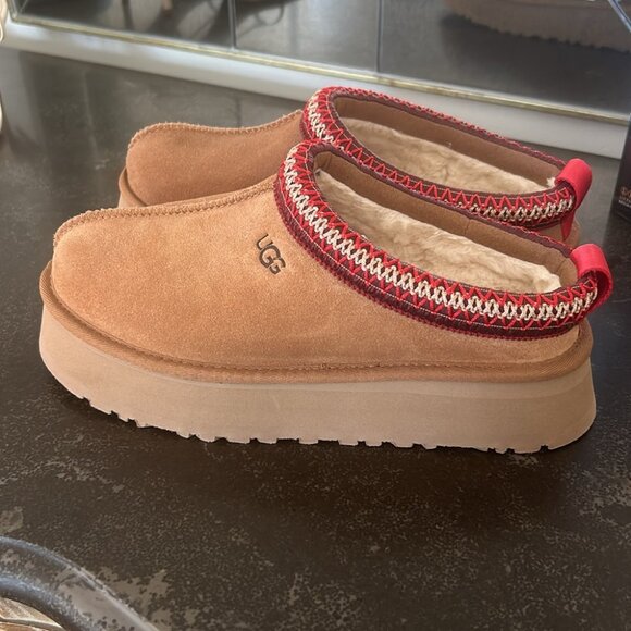 UGG Tazz Chestnut Platform Slippers Sandals - Picture 2 of 8